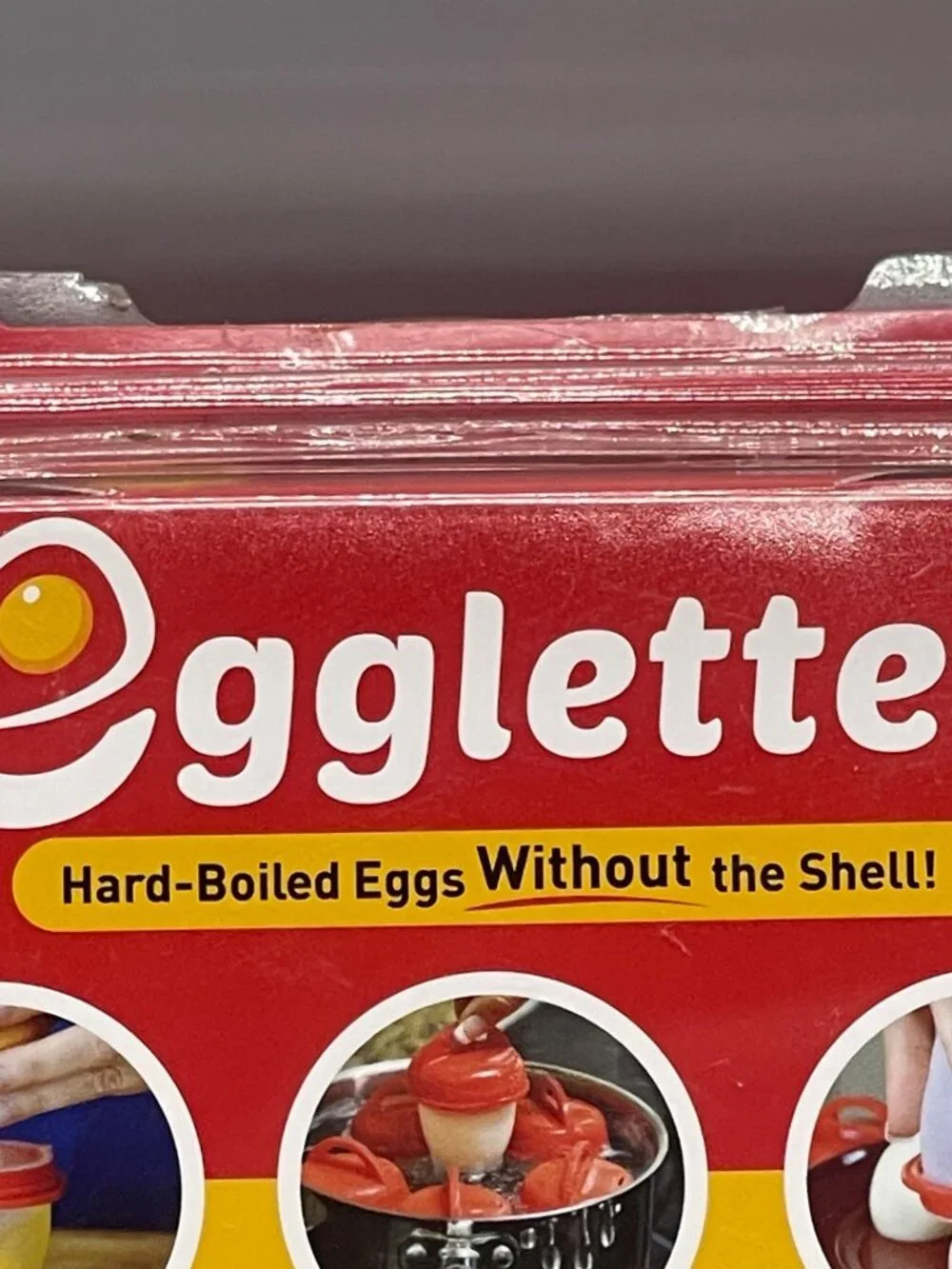 Egglettes hard-boiled egg without shell set of 4 crack boil pop red white READ N